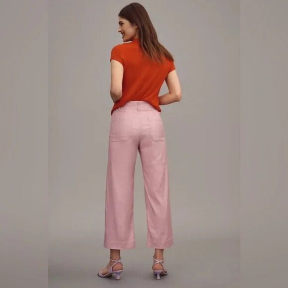 Anthropologie The Colette Linen Blend Crop Wide-Leg Pants by Maeve 27 new - Picture 3 of 6